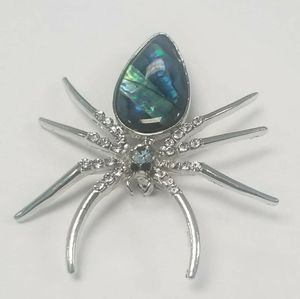 Crystals & Abalone Shell 🕷 Spider Brooch